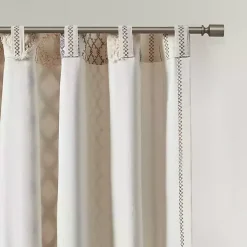 Kirklands Home Curtains & Drapes|Imani Cream Chenille Stripe Curtain Panel, 95 in. Ivory