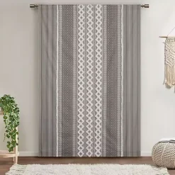 Kirklands Home Curtains & Drapes|Imani Chenille Stripe Curtain Panel, 84 in. Gray