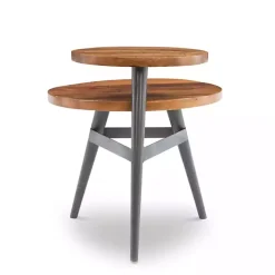 Kirklands Home Accent & End Tables|Industrial Two-Tiered Gunmetal Accent Table Brown