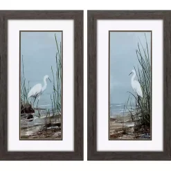Kirklands Home Framed Art|Island Egret Framed Art Prints, Set of 2