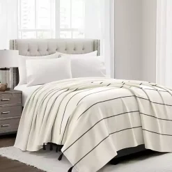 Kirklands Home Bedspreads & Coverlets|and Black Striped King Coverlet Ivory