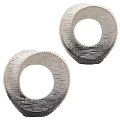 New Ivory and Gray Ceramic Ring Sculpture Statues & Figurines