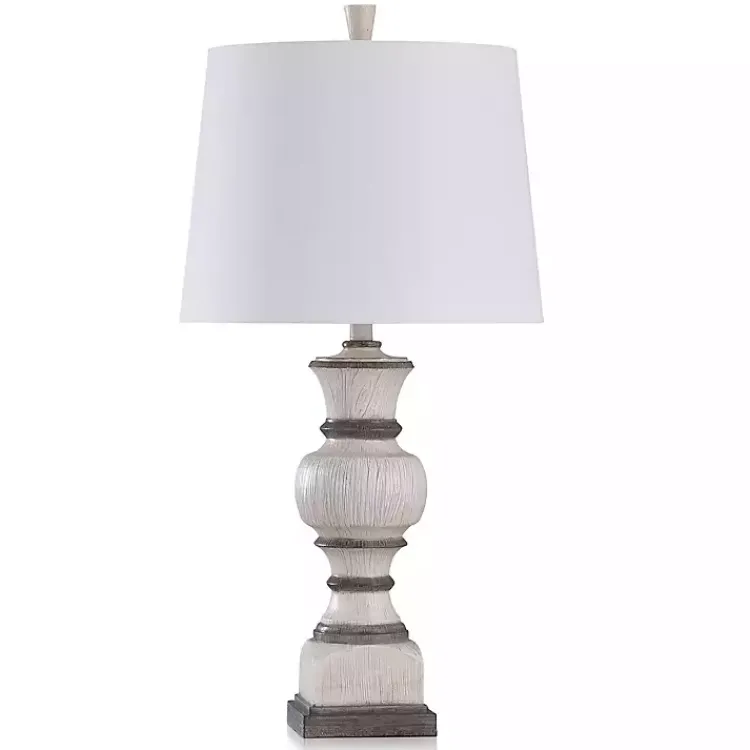 Kirklands Home Table Lamps|Ivory and Gray Wood Grain Table Lamp