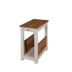 Kirklands Home Accent & End Tables|Ivory and Natural Wood Magazine Shelf Accent Table