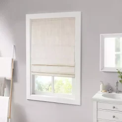 Kirklands Home Curtains & Drapes|Basketweave Cordless Roman Shade, 27 in. Ivory