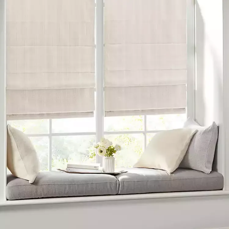 Kirklands Home Curtains & Drapes|Basketweave Cordless Roman Shade, 27 in. Ivory