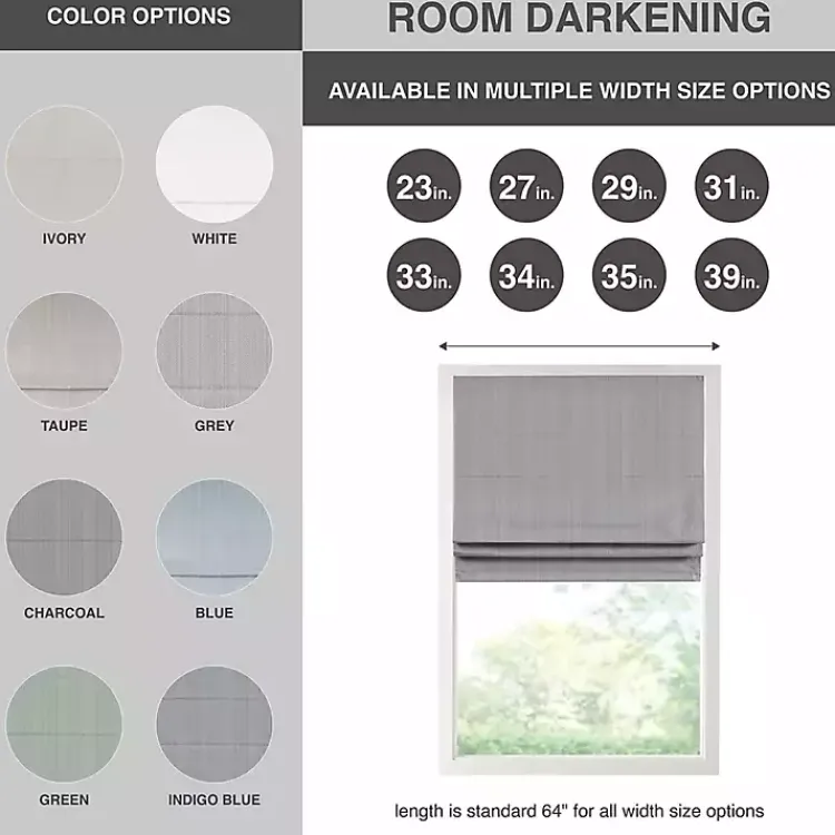 Kirklands Home Curtains & Drapes|Basketweave Cordless Roman Shade, 27 in. Ivory