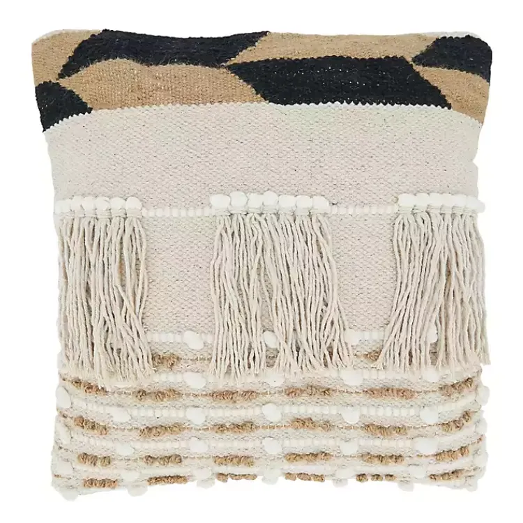 Hot Ivory Boho Fringe Jute Pillow Pillows