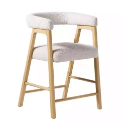 Kirklands Home Bar Stools & Counter Height Stools|Boucle Curved Back Ezra Counter Stool Ivory