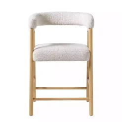 Kirklands Home Bar Stools & Counter Height Stools|Boucle Curved Back Ezra Counter Stool Ivory