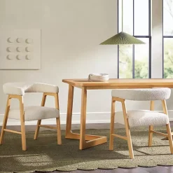 Kirklands Home Dining Chairs|Boucle Curved Ezra Dining Chairs, Set of 2 Ivory