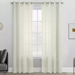 Kirklands Home Curtains & Drapes|Boucle Sheer Single Curtain Panel, 95 in. Ivory