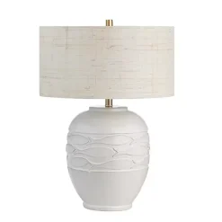 Kirklands Home Table Lamps|Ivory Carved Fish Ceramic Table Lamp