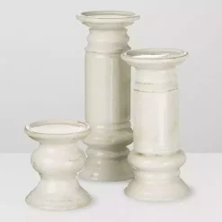 Best Ceramic Column Pillar Holders, Set of 3 Candle Holders