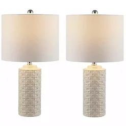 Kirklands Home Table Lamps|Ceramic Motif Table Lamps, Set of 2 Ivory