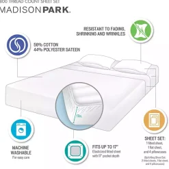 Kirklands Home Bed Sheets|Cotton Blend Sateen 6-pc. King Sheet Set Ivory