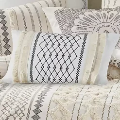 Outlet Ivory Cotton Embroidered Tassel Accent Pillow Pillows