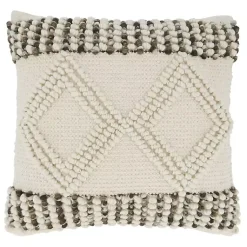 Ivory Diamond Woven Textured Polyester Pillow Pillows