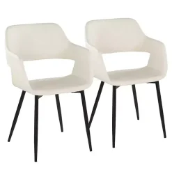 Kirklands Home Dining Chairs|Faux Leather Marge Dining Chairs, Set of 2 Ivory