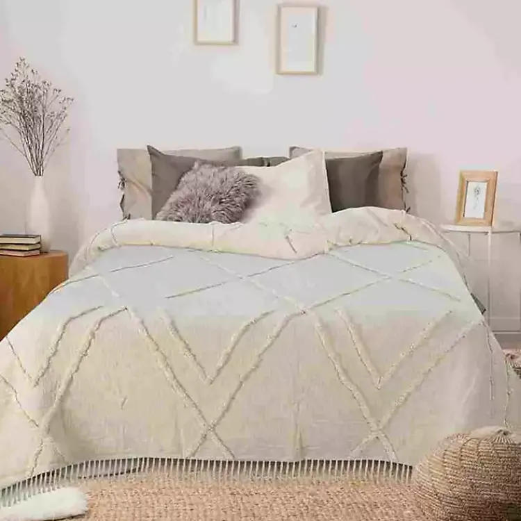 Kirklands Home Bedspreads & Coverlets|Geometric Queen Coverlet Ivory
