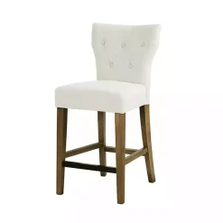 Kirklands Home Bar Stools & Counter Height Stools|Ivory Harrison Tufted Counter Stool White
