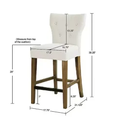 Kirklands Home Bar Stools & Counter Height Stools|Ivory Harrison Tufted Counter Stool White