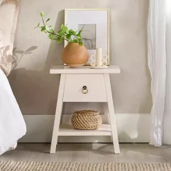 Kirklands Home Accent & End Tables|Japandi Pull-Ring Accent Table Ivory