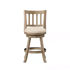 Kirklands Home Bar Stools & Counter Height Stools|Linen Slat Back Swivel Counter Stool Ivory