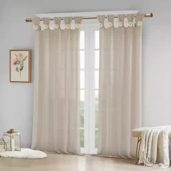 Kirklands Home Curtains & Drapes|Rosette Tab Top Curtain Panel, 95 in. Ivory