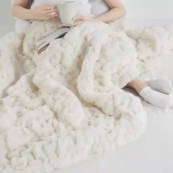 Sale Ruched Fur Throw Blankets & Throws