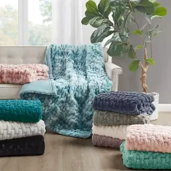 Sale Ruched Fur Throw Blankets & Throws
