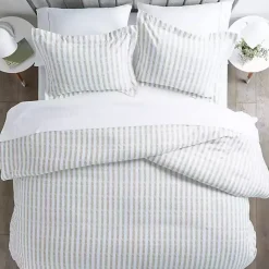Kirklands Home Duvets|Rugged Stripes Puffed 3-pc. Queen Duvet Set Ivory