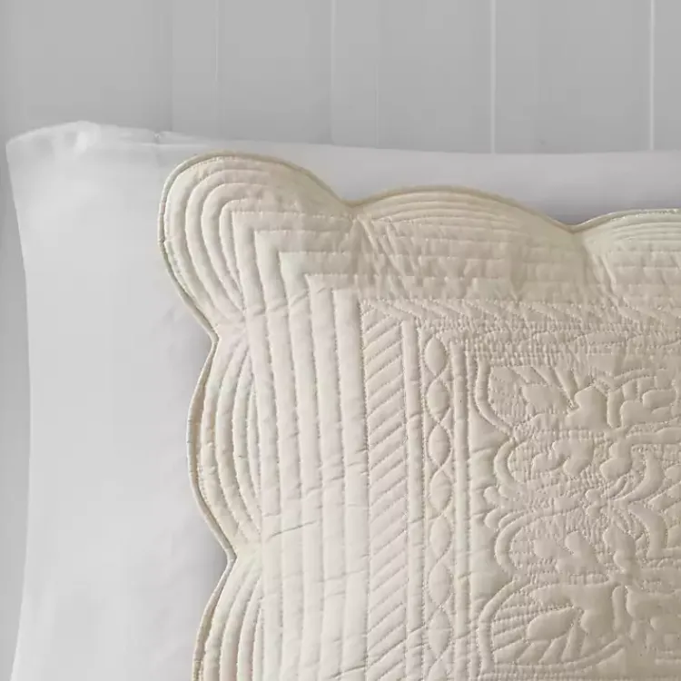 Kirklands Home Bedspreads & Coverlets|Scalloped Monica 3-pc. Queen Coverlet Set Ivory