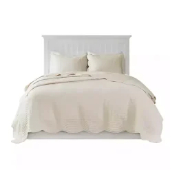 Kirklands Home Bedspreads & Coverlets|Scalloped Monica 3-pc. King Coverlet Set Ivory