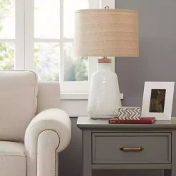 Kirklands Home Table Lamps|Ivory Textured Ceramic Boho Table Lamp Brown