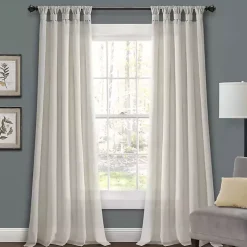 Kirklands Home Curtains & Drapes|Top Knotted Burlap Curtain Panel Set, 95 in. Ivory