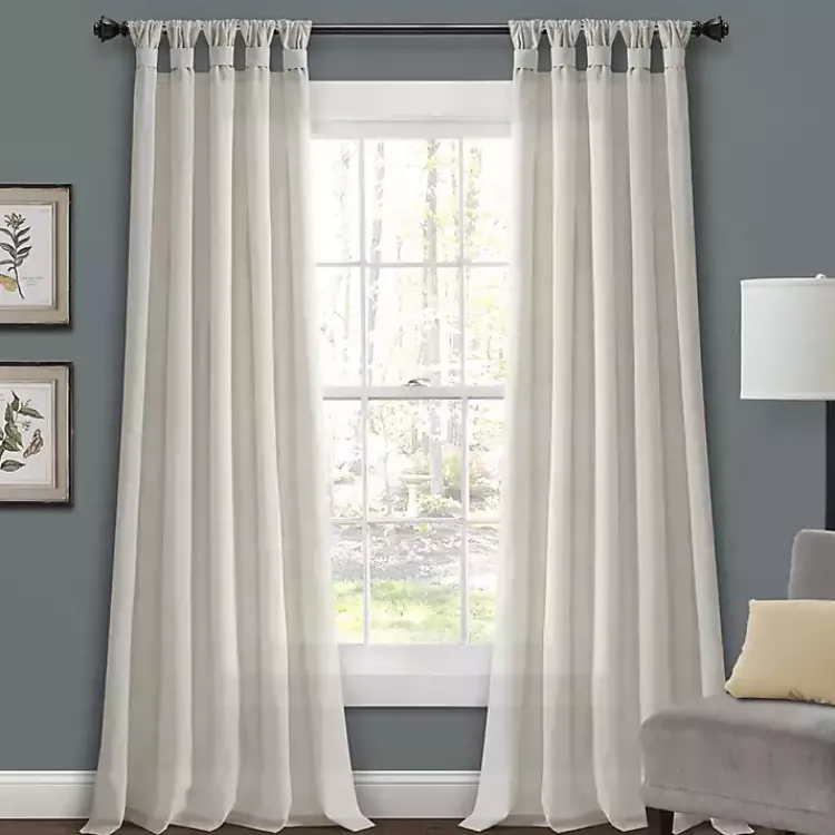 Kirklands Home Curtains & Drapes|Top Knotted Burlap Curtain Panel Set, 95 in. Ivory