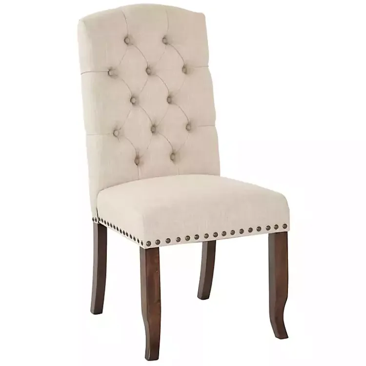 Kirklands Home Dining Chairs|Upholstered Nailhead Trim Dining Chair Ivory