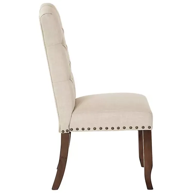 Kirklands Home Dining Chairs|Upholstered Nailhead Trim Dining Chair Ivory
