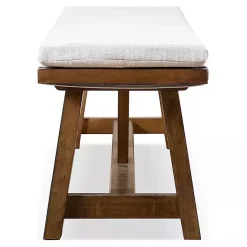 Kirklands Home Dining Chairs|Upholstered Rustic Wood Katie Dining Bench Ivory