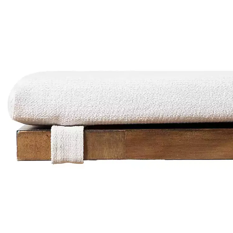 Kirklands Home Dining Chairs|Upholstered Rustic Wood Katie Dining Bench Ivory