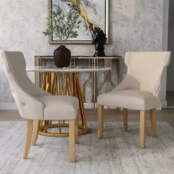 Kirklands Home Dining Chairs|Upholstered Wingback Dining Chairs, Set of 2 Ivory