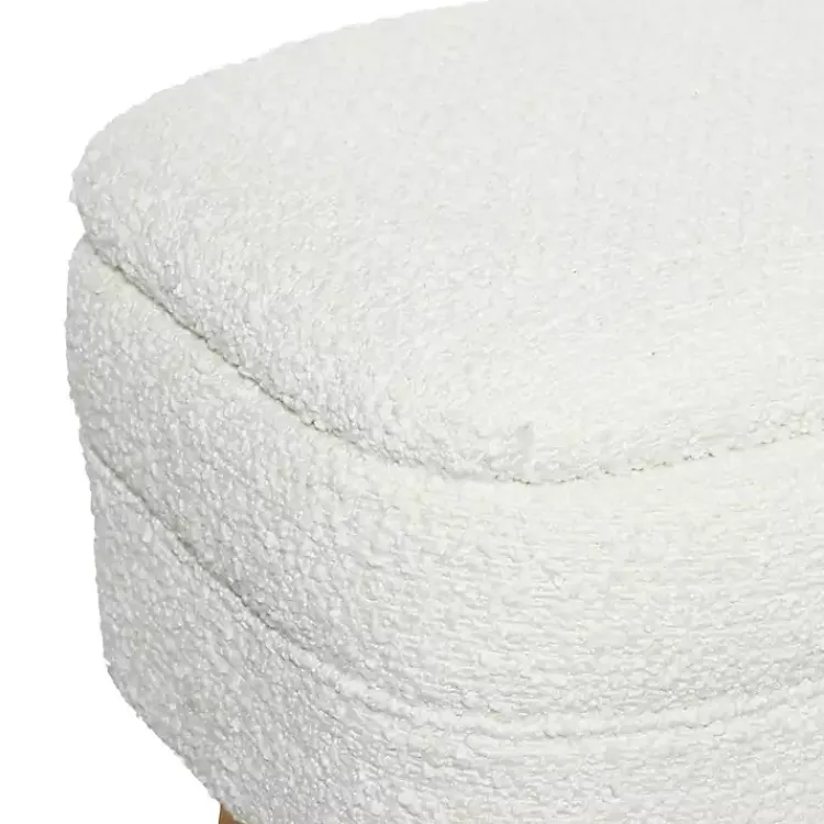 Kirklands Home Benches & Ottomans|Upholstered Wood Leg Storage Bench Ivory