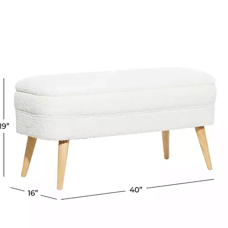 Kirklands Home Benches & Ottomans|Upholstered Wood Leg Storage Bench Ivory