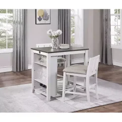 Kirklands Home Dining Sets|USB Counter Table and Stools, Set of 3 Ivory