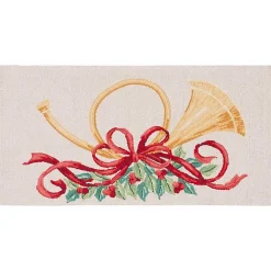 New Ivory Vintage Poster Hooked Accent Rug, 2x3 Christmas Decorations