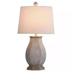 Kirklands Home Table Lamps|Ivory Wirebrushed Oval Table Lamp White
