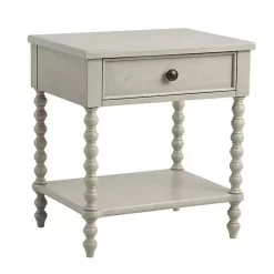 Kirklands Home Nightstands|Wood Turned Legs Nightstand Ivory