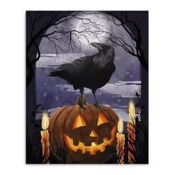 Sale Jack-O-Lantern and Raven Canvas Art Print Halloween