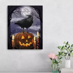 Sale Jack-O-Lantern and Raven Canvas Art Print Halloween